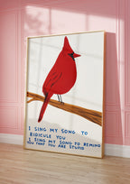 Red Cardinal Song poster visad rakt fram – Bozetto affisch i hög tryckkvalitet i hög tryckkvalitet