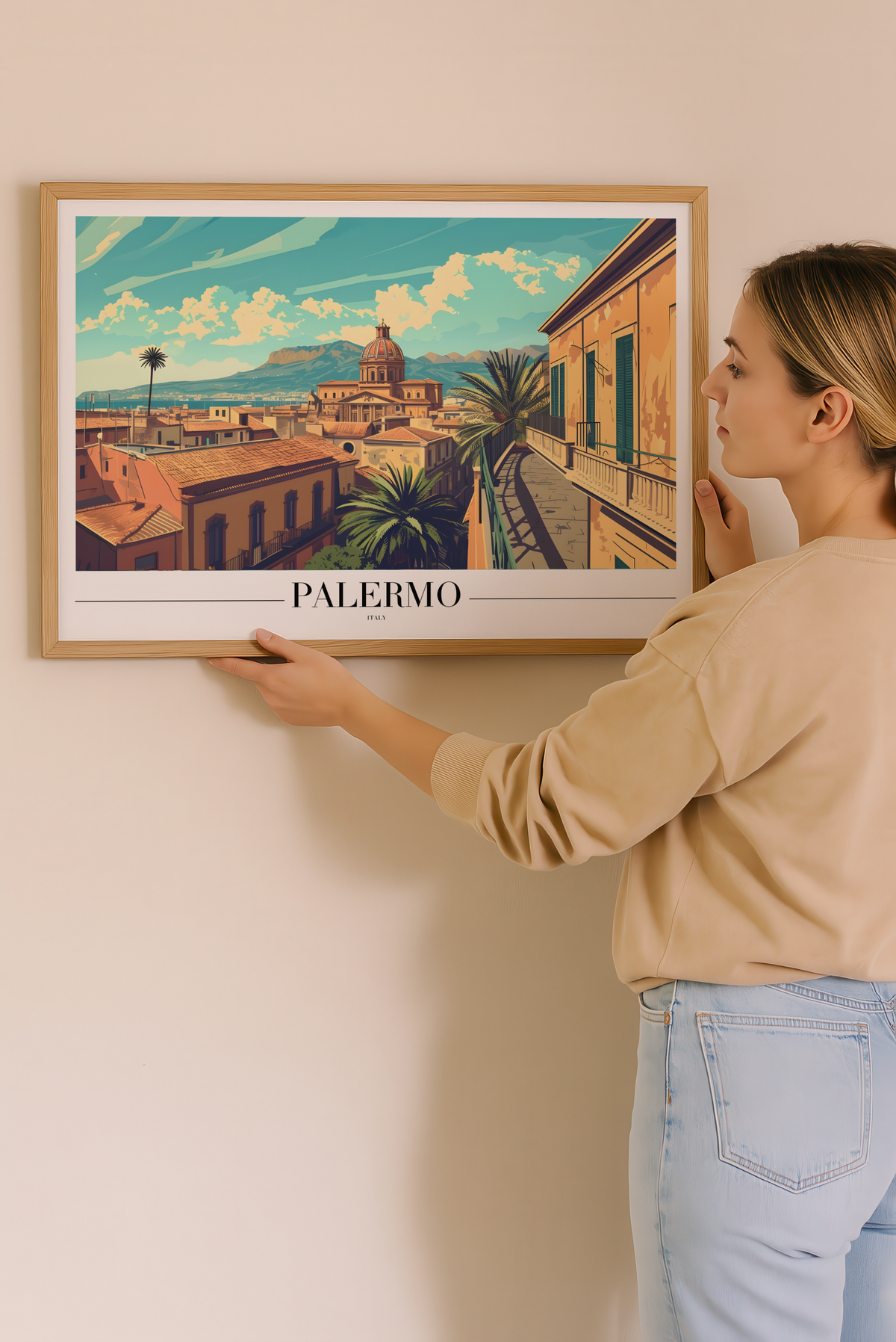 Palermo View poster visad rakt fram – Bozetto affisch i hög tryckkvalitet i hög tryckkvalitet
