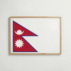 Nepal National Flag Poster i ekram – inramad konsttryck för stilren inredning hos Bozetto
