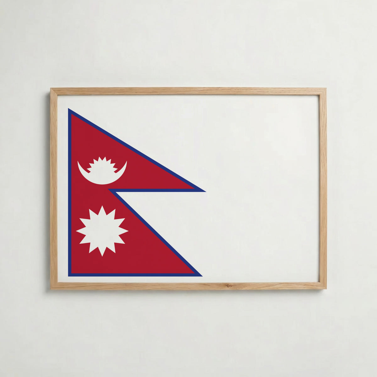 Nepal National Flag Poster i ekram – inramad konsttryck för stilren inredning hos Bozetto