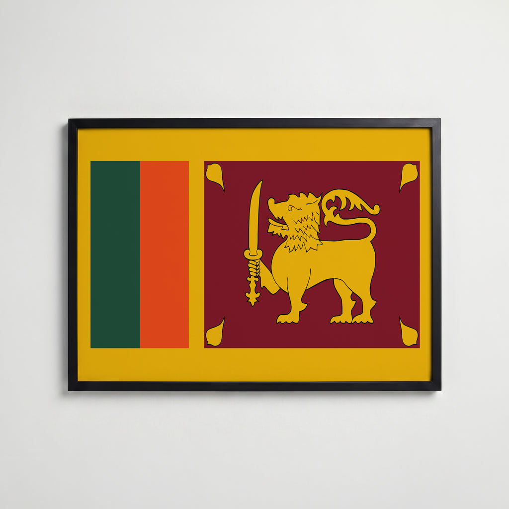 Sri Lanka National Flag Poster i svart ram – stilren konsttryck som väggdekor från Bozetto