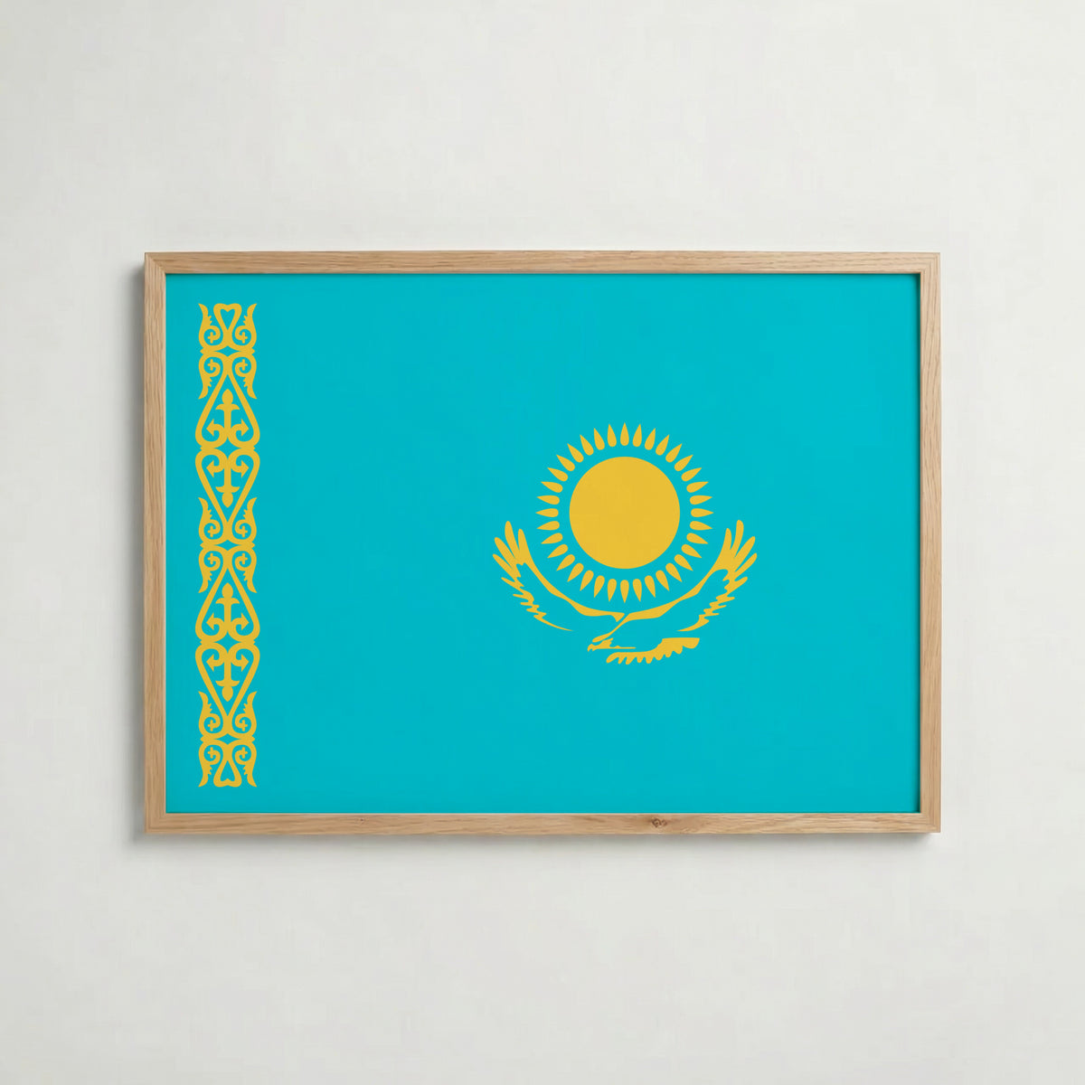 Kazakhstan National Flag Poster i ekram – inramad konsttryck för stilren inredning hos Bozetto