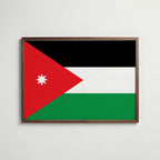 Jordan National Flag Poster i valnötsram – varm konstaffisch för hemmet från Bozetto