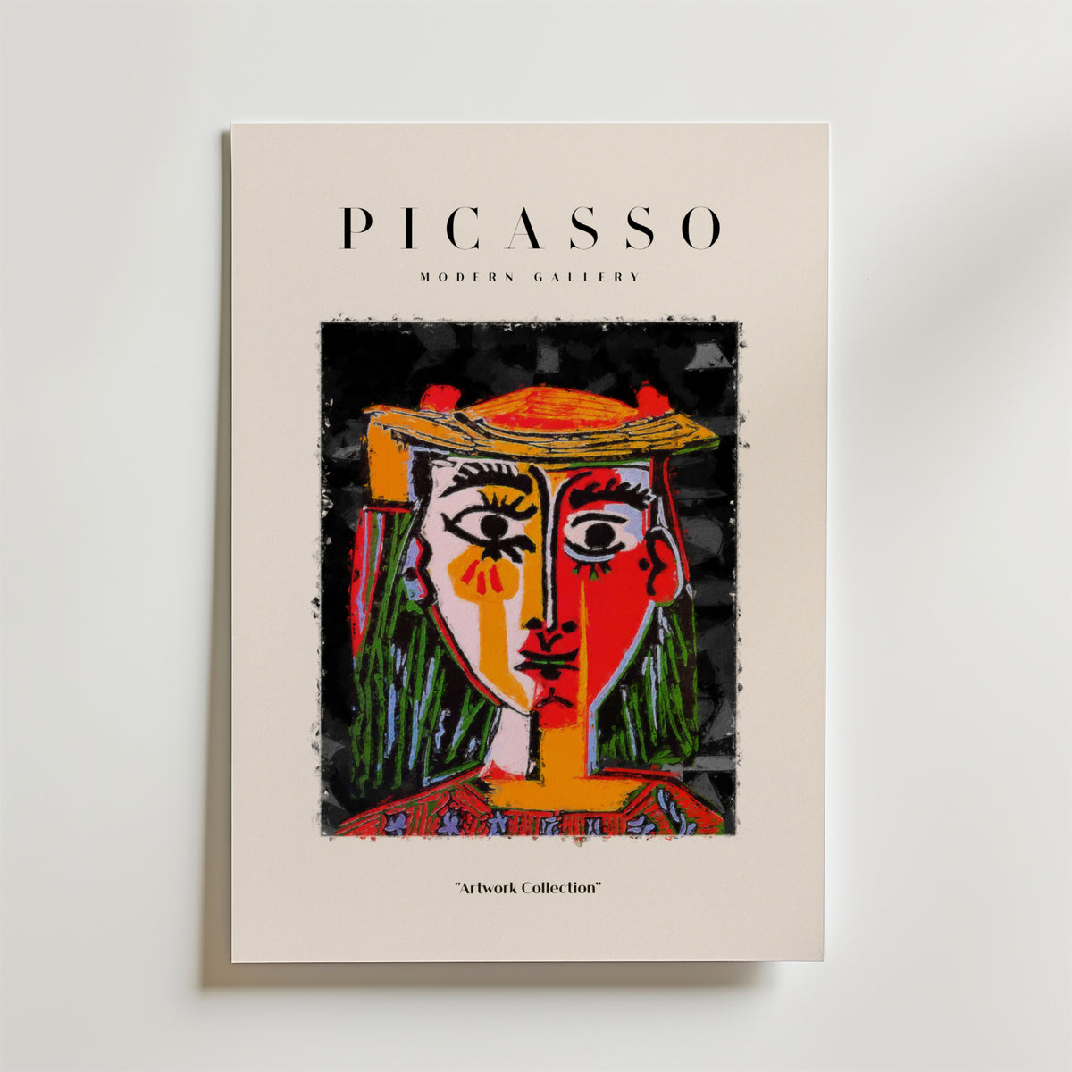 Picasso Colorful Female Portrait affisch på neutral bakgrund – poster från Bozetto