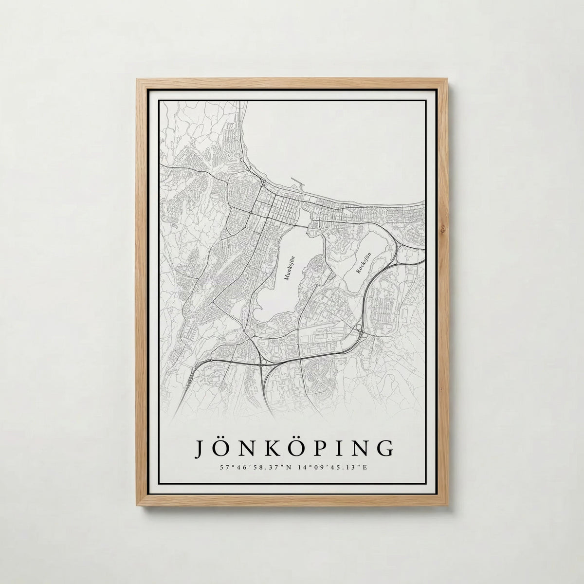 Jönköping Karta poster i olika storlekar – köp enkelt hos Bozetto i hög kvalitet