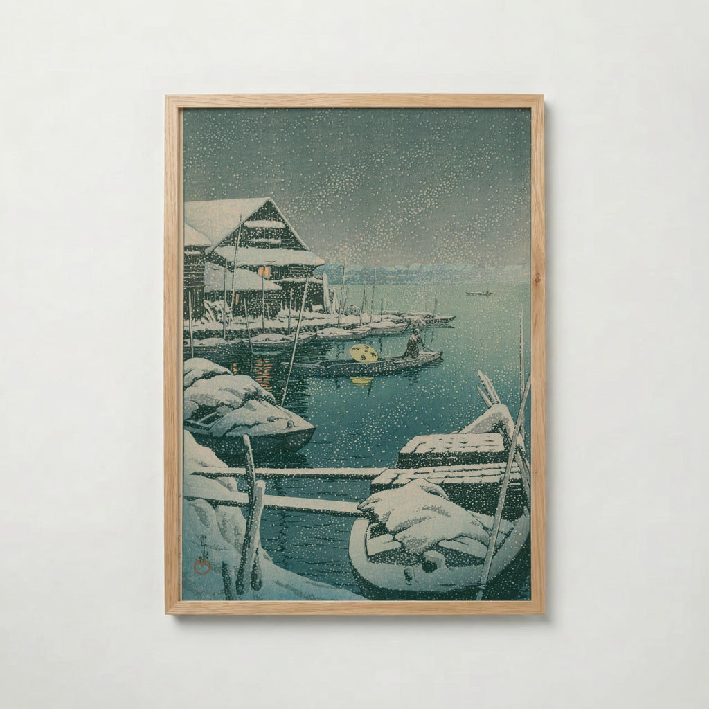 Hasui Kawase Snow at Mukojima 1931 Poster – ekram