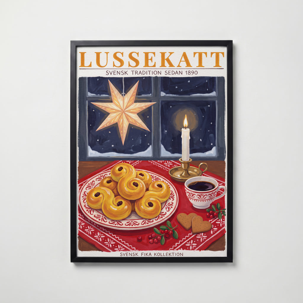 Lussekatt Poster – svart ram