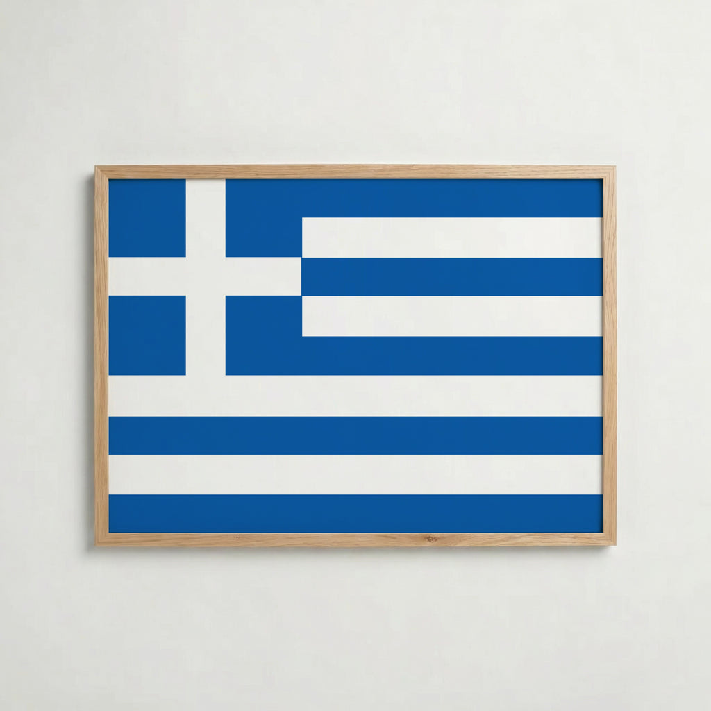 Greece National Flag Poster i ekram – inramad konsttryck för stilren inredning hos Bozetto