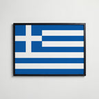 Greece National Flag Poster i svart ram – stilren konsttryck som väggdekor från Bozetto