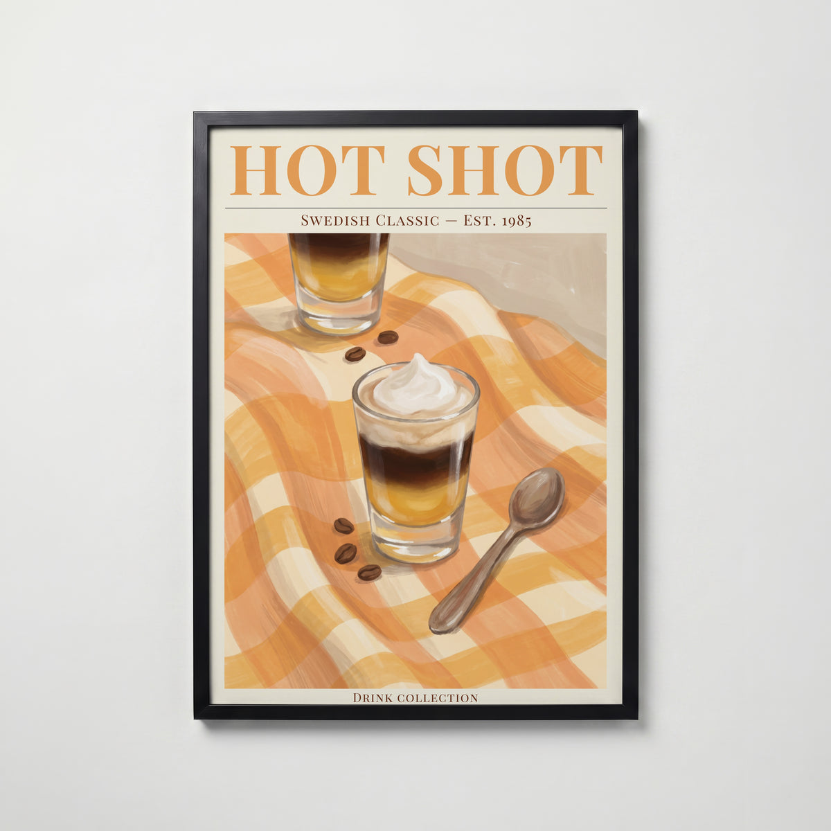 HOT SHOT affisch i modern svart ram – stark kontrast och stil, Bozetto poster i hög tryckkvalitet