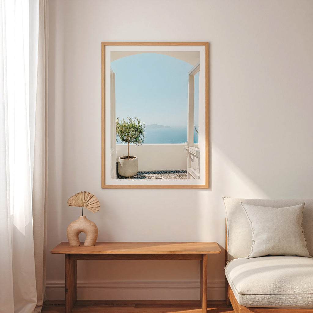 Santorini Balcony Calm – affisch med stilfullt motiv från Bozetto i hög kvalitet
