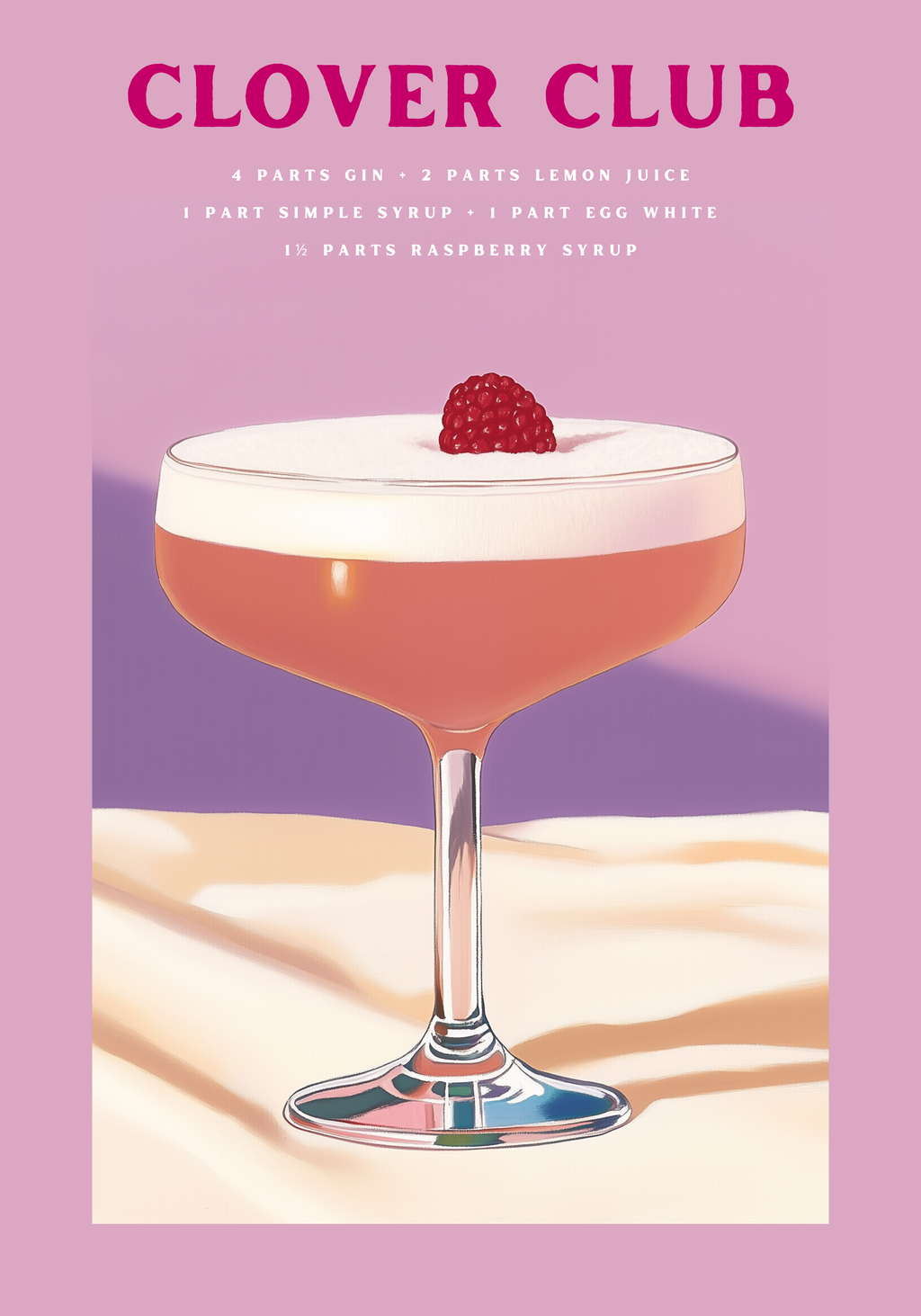 Clover Club Drink – affisch med snyggt motiv, köp enkelt hos Bozetto i flera storlekar