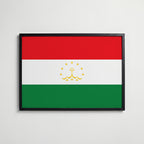 Tajikistan National Flag Poster i svart ram – stilren konsttryck som väggdekor från Bozetto