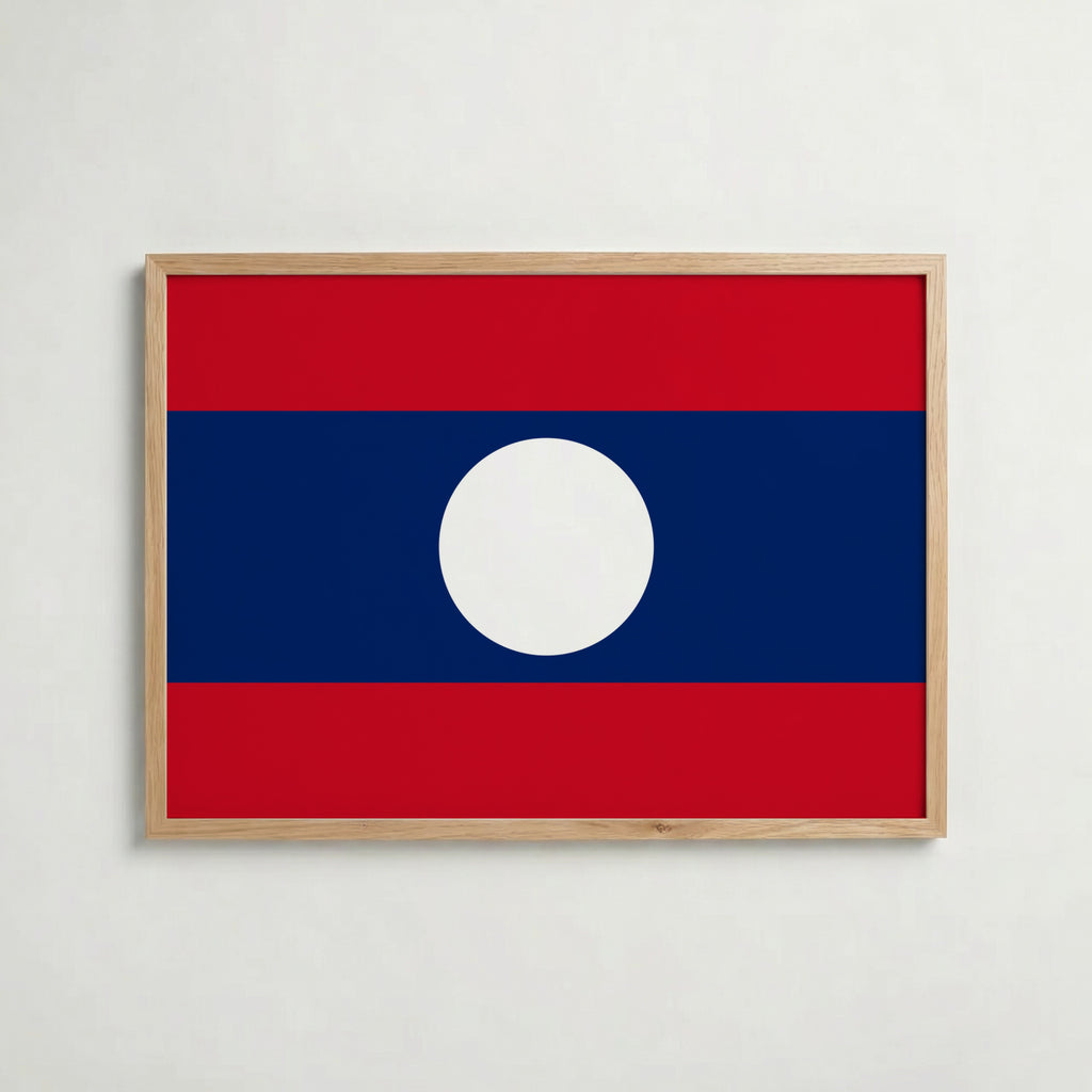 Laos National Flag Poster i ekram – inramad konsttryck för stilren inredning hos Bozetto