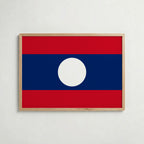 Laos National Flag Poster i ekram – inramad konsttryck för stilren inredning hos Bozetto
