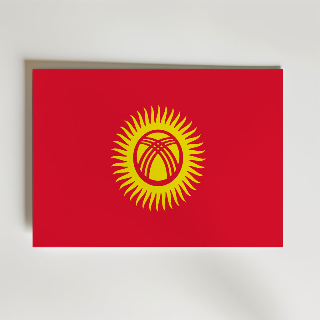 Kyrgyzstan National Flag Poster – modern konst och stilren konsttryck för hemmet hos Bozetto