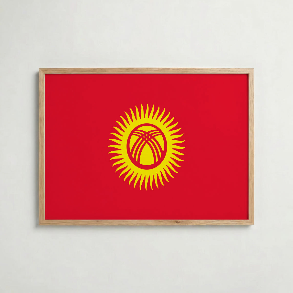 Kyrgyzstan National Flag Poster i ekram – inramad konsttryck för stilren inredning hos Bozetto