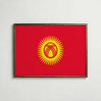 Kyrgyzstan National Flag Poster i valnötsram – varm konstaffisch för hemmet från Bozetto