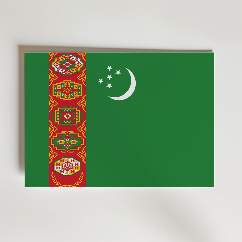 Turkmenistan National Flag Poster – modern konst och stilren konsttryck för hemmet hos Bozetto