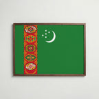 Turkmenistan National Flag Poster i valnötsram – varm konstaffisch för hemmet från Bozetto
