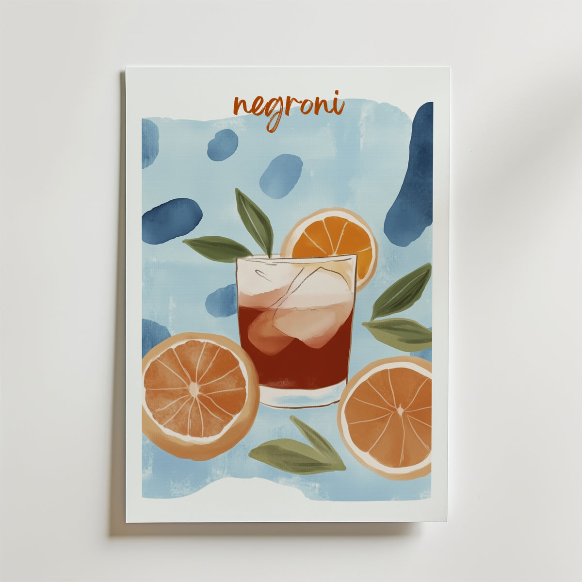 Negroni No.3 Drink – stilfullt konsttryck från Bozetto, tryckt på matt finpapper