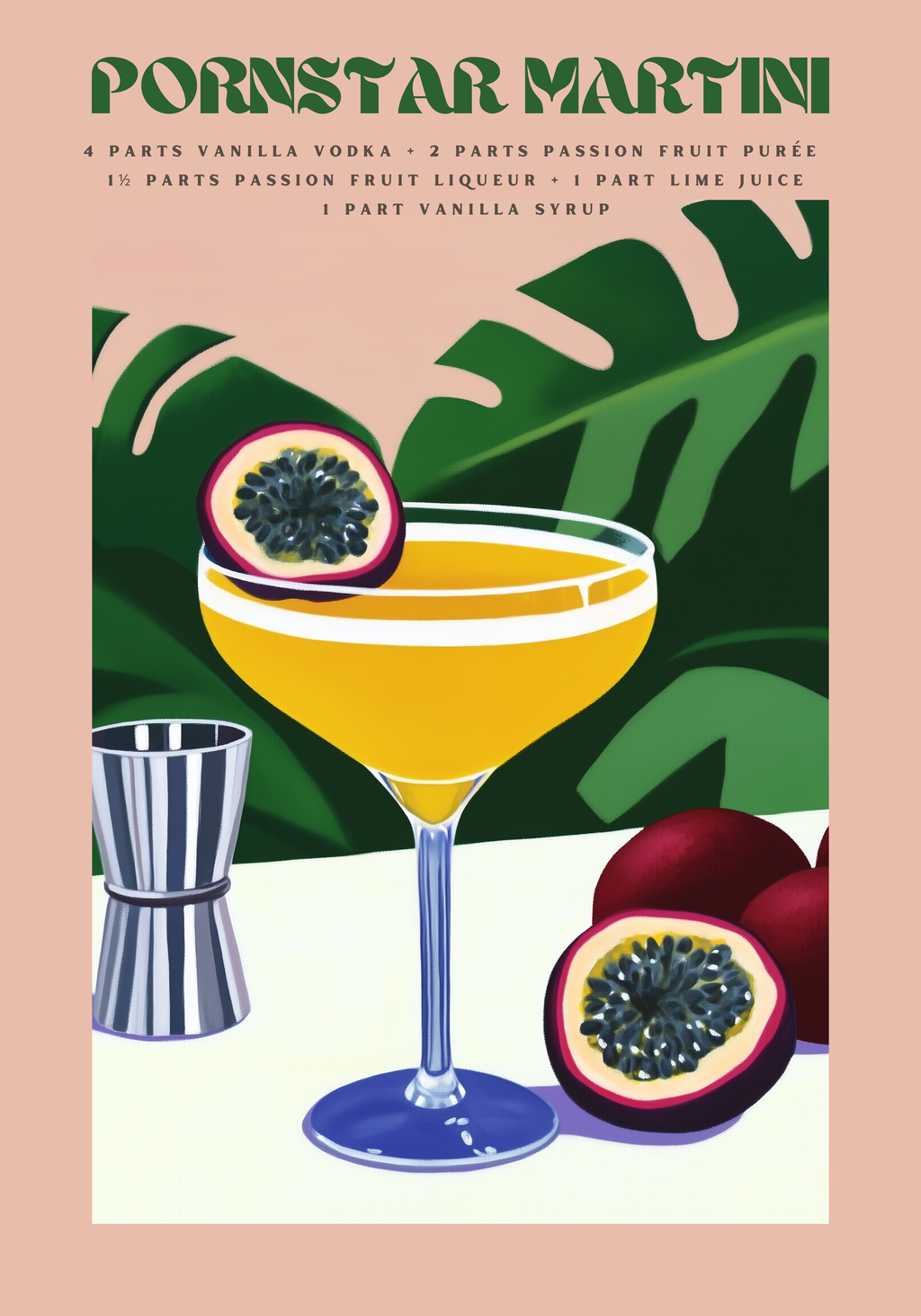 Pornstar Martini Drink poster visad rakt fram – Bozetto affisch i hög tryckkvalitet