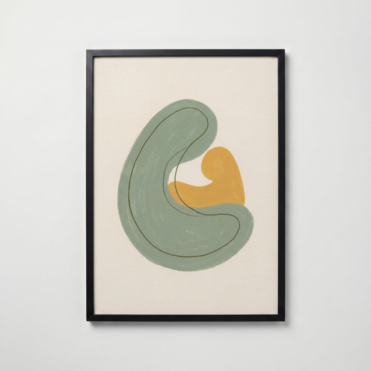 Abstract Embrace Sage Poster – svart ram