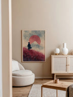 Mockup av Red Sun Journey affisch på vägg – köp enkelt hos Bozetto i hög kvalitet