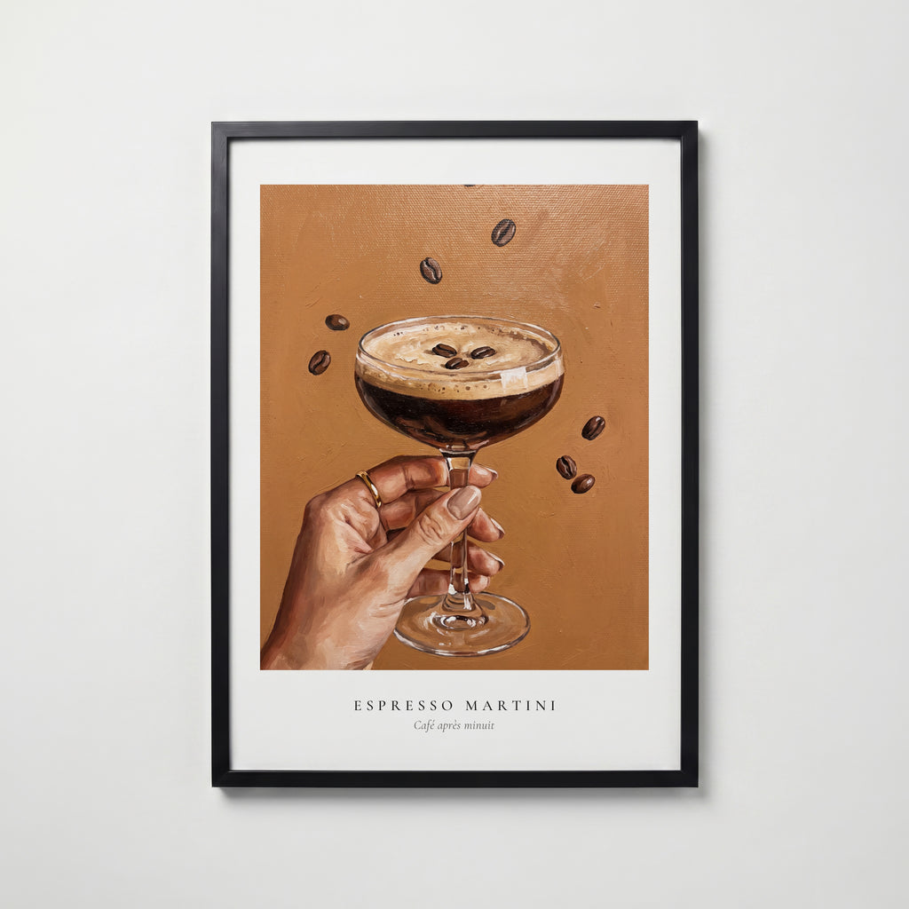 Espresso Martini Coupe Poster – svart ram