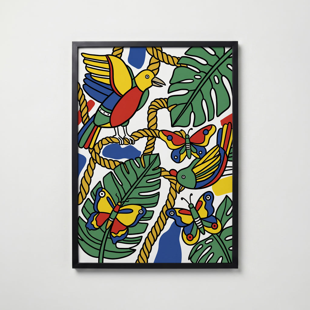 Fernand Leger Birds and Butterflies Poster – svart ram