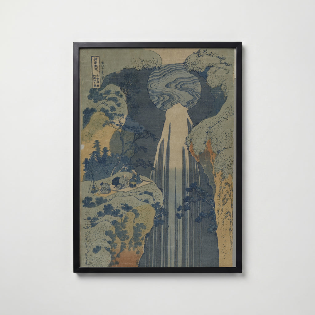 Katsushika Hokusai Amida Falls 1834 Poster – svart ram