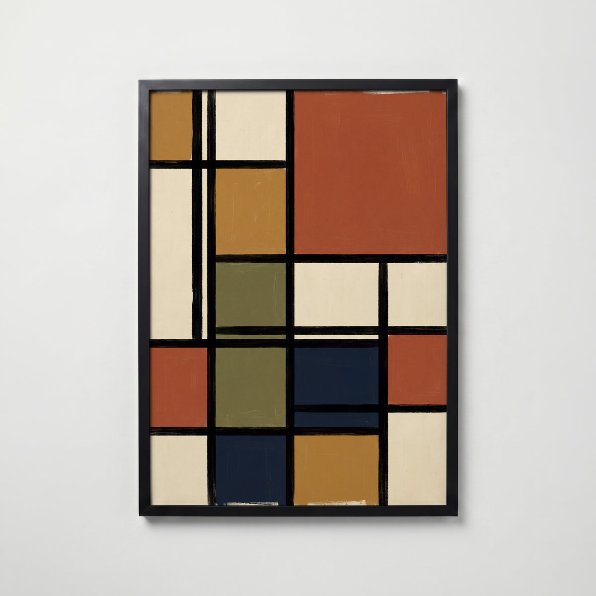 Piet Mondrian Composition in Terracotta Poster – svart ram