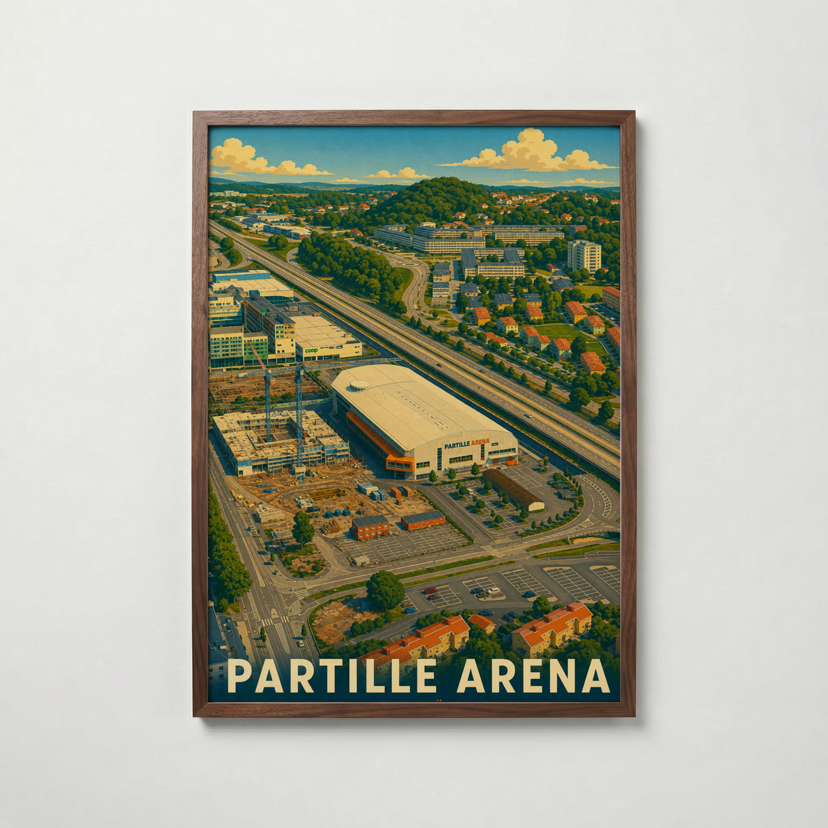 Partille Arena i valnötsram med mörkt trä – köp enkelt hos Bozetto i hög kvalitet