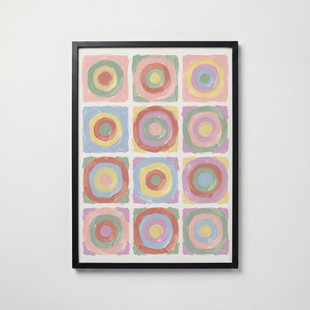 Wassily Kandinsky Concentric Circles in Pastel Poster – svart ram