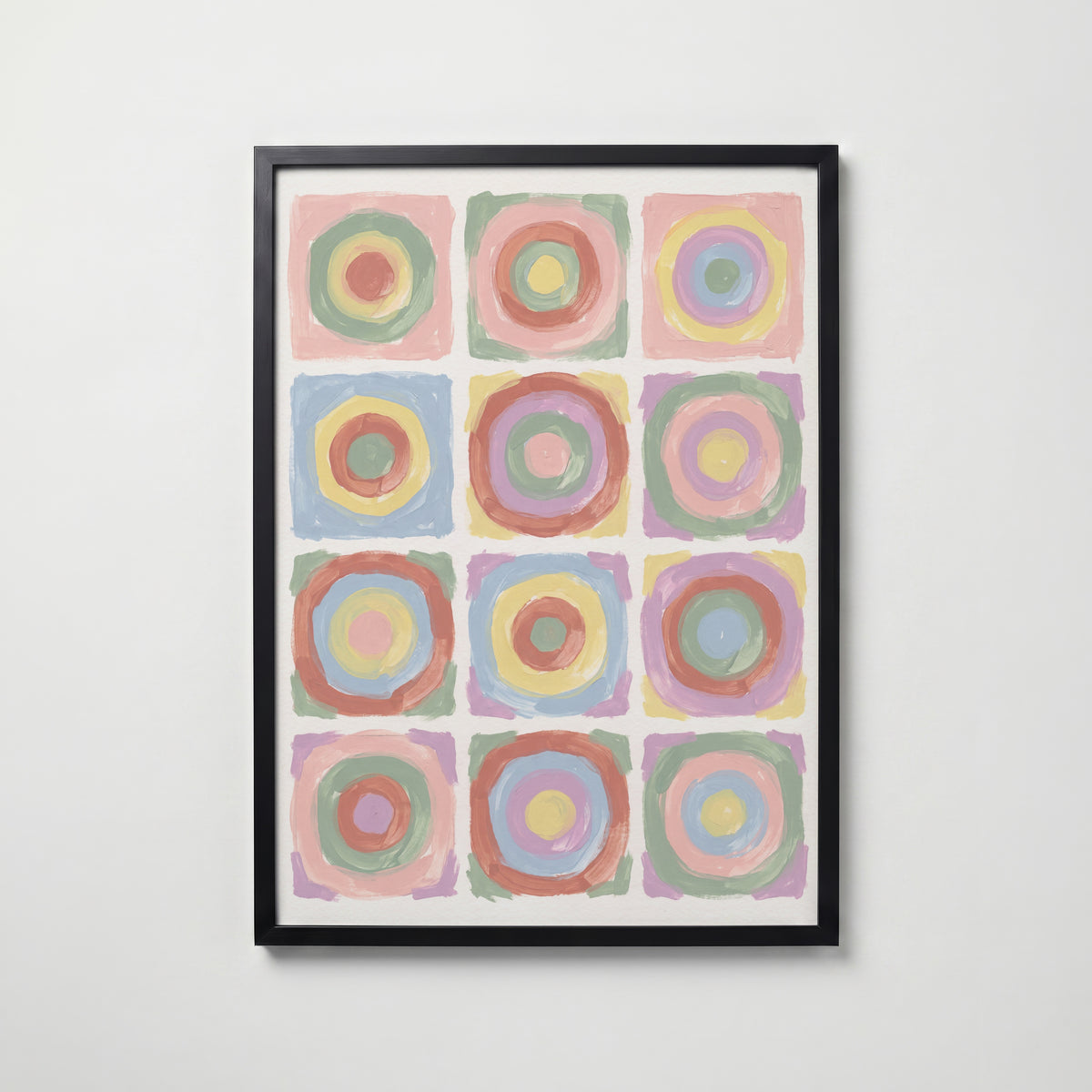 Wassily Kandinsky Concentric Circles in Pastel Poster – svart ram