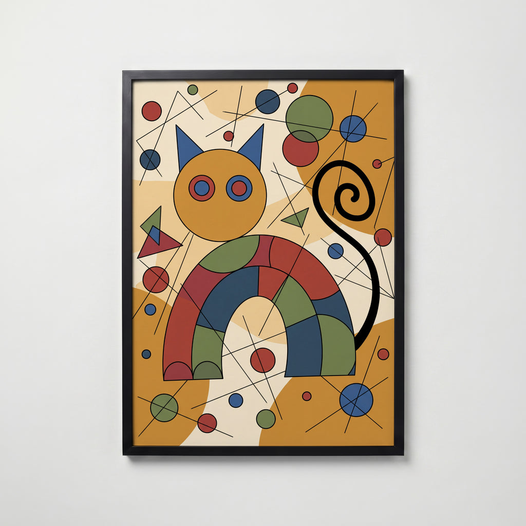 Wassily Kandinsky Geometric Cat Poster – svart ram