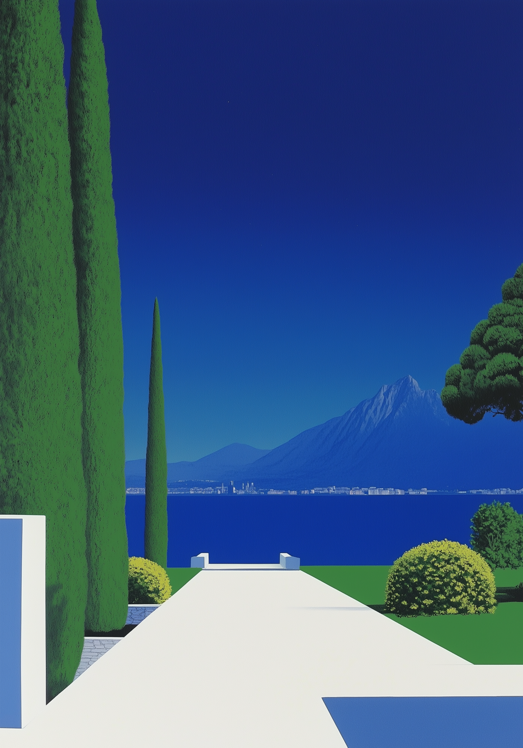 Lake and Mountain Hiroshi poster visad rakt fram – Bozetto affisch i hög tryckkvalitet