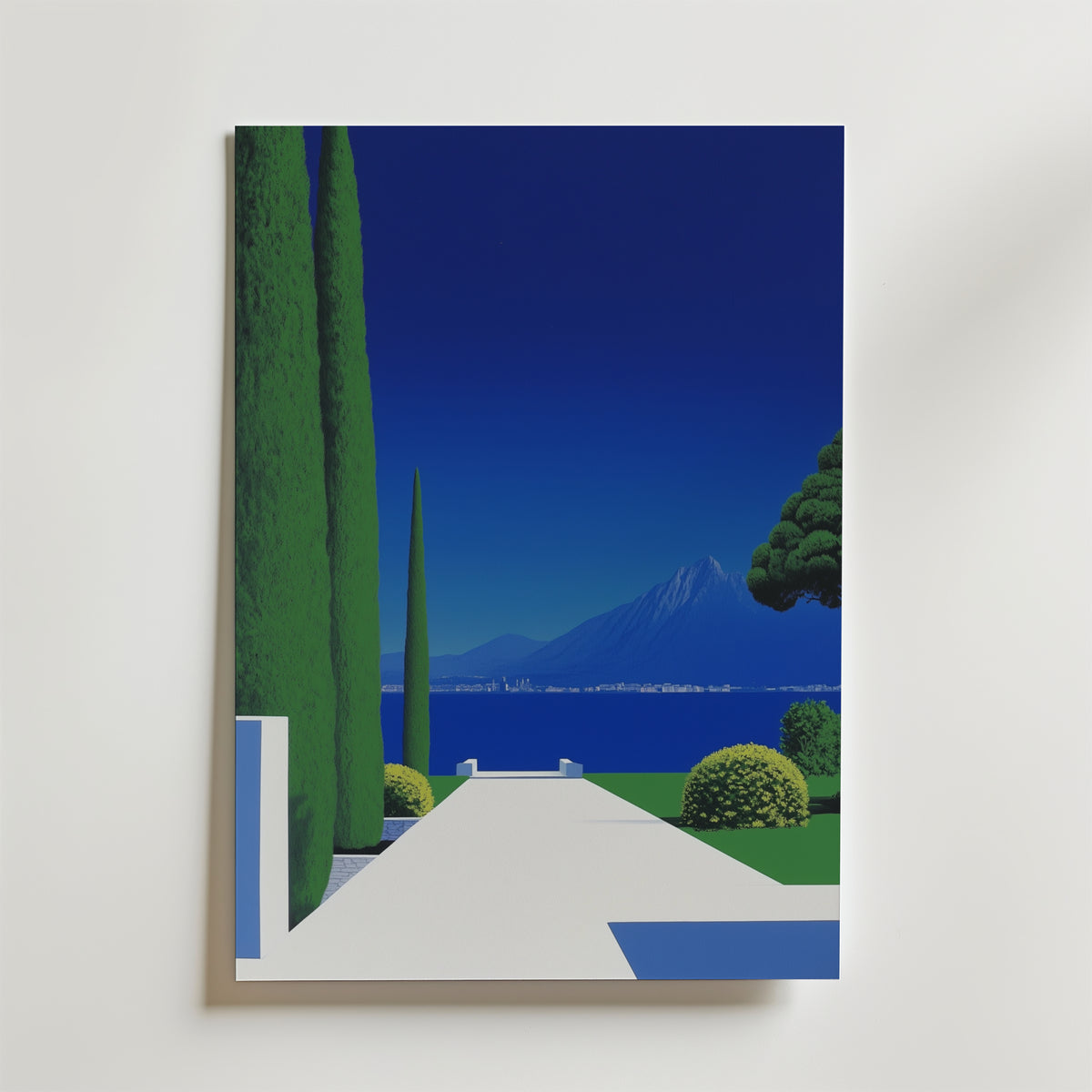 Lake and Mountain Hiroshi – stilfullt konsttryck från Bozetto, tryckt på matt finpapper