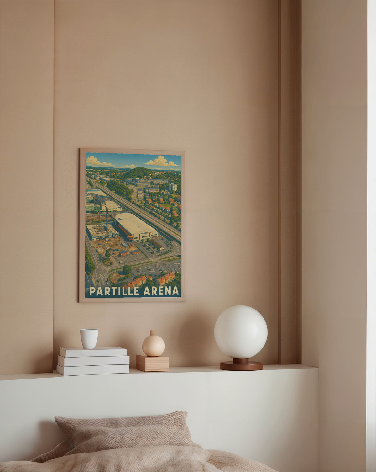 Partille Arena affisch i ljust minimalistiskt vardagsrum – köp enkelt hos Bozetto