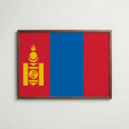 Mongolia National Flag Poster i valnötsram – varm konstaffisch för hemmet från Bozetto