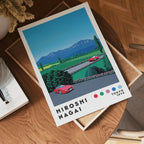 Väggmockup med Hiroshi Nagai Alpine Drive – köp enkelt hos Bozetto affisch i hög kvalitet