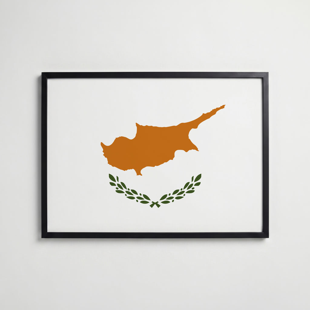Cyprus National Flag Poster i svart ram – stilren konsttryck som väggdekor från Bozetto