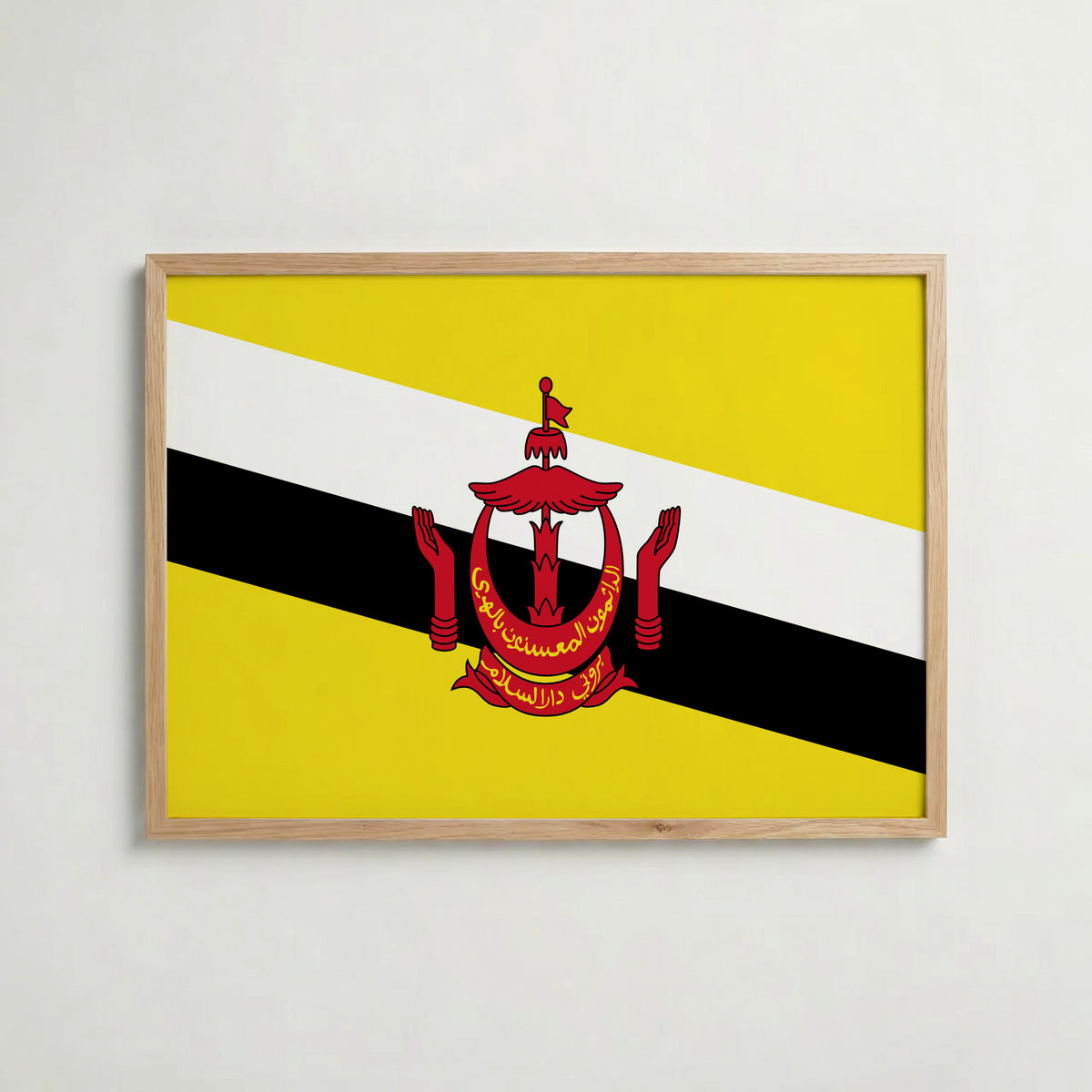 Brunei National Flag Poster i ekram – inramad konsttryck för stilren inredning hos Bozetto