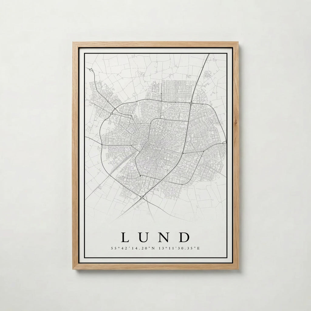 Lund Karta poster i flera storlekar – jämför mått och välj rätt hos Bozetto i hög tryckkvalitet