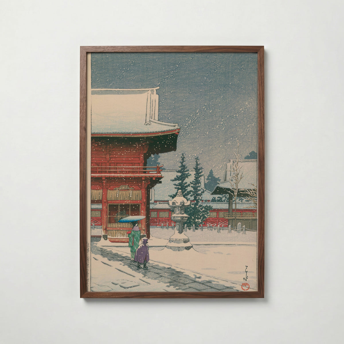 Hasui Kawase Snow at Nezu Gongen Shrine 1933 Poster – valnötsram