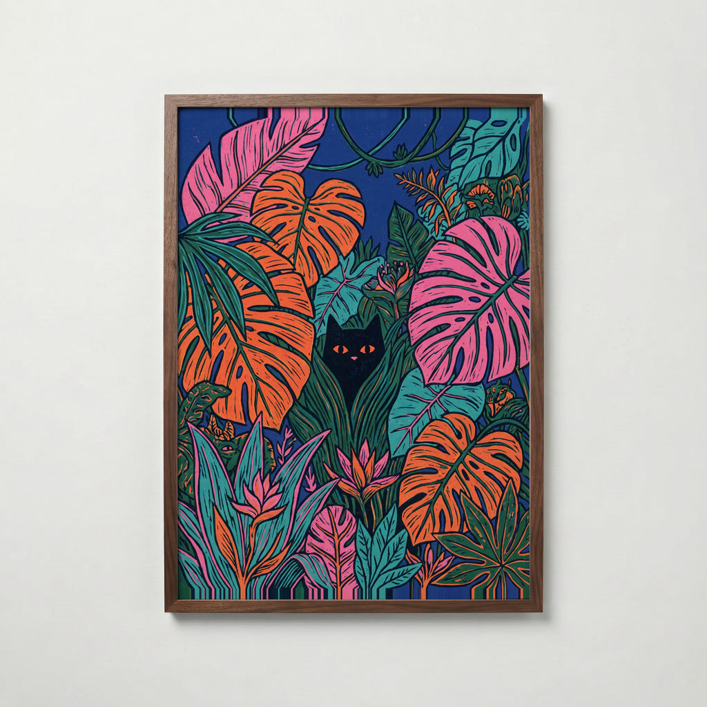Hidden Cat Jungle Poster – valnötsram