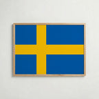 Sweden National Flag Poster i ekram – inramad konsttryck för stilren inredning hos Bozetto