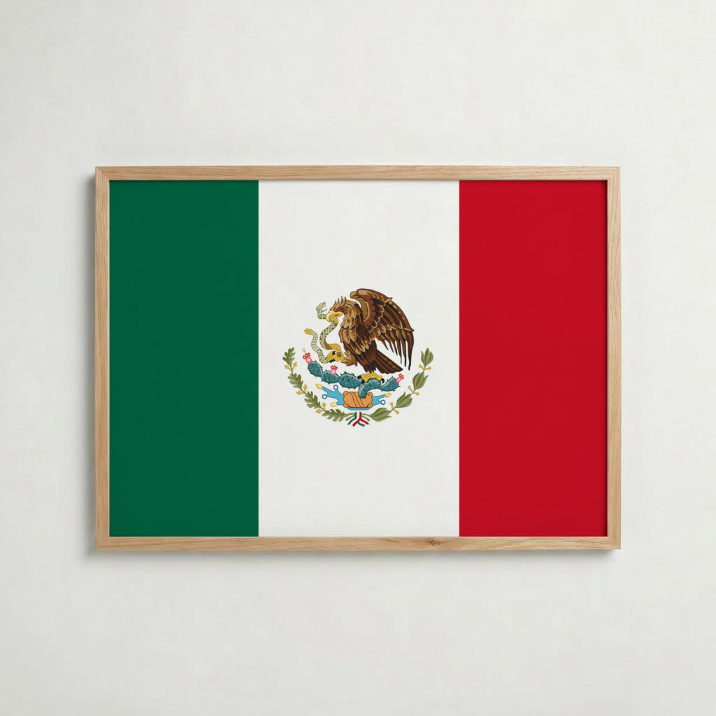 Mexico National Flag Poster i ekram – inramad konsttryck för stilren inredning hos Bozetto