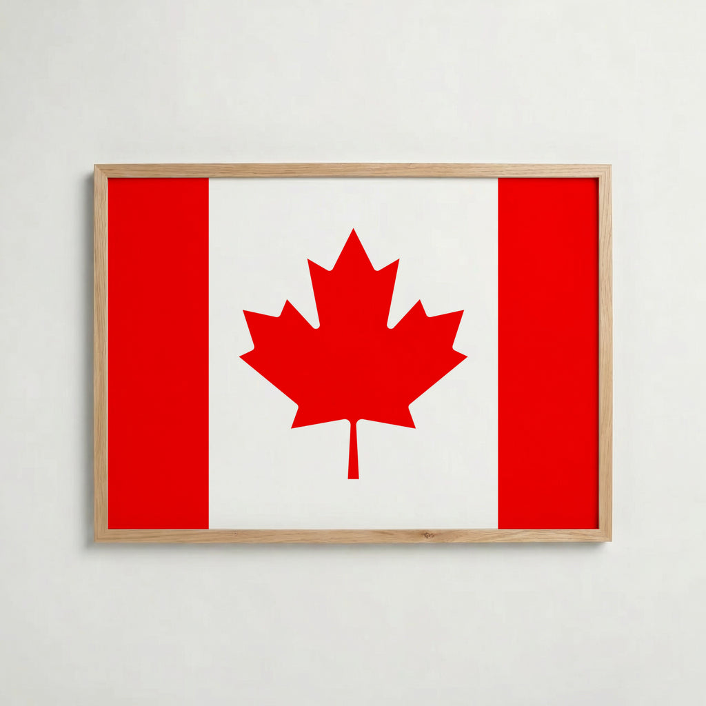 Canada National Flag Poster i ekram – inramad konsttryck för stilren inredning hos Bozetto