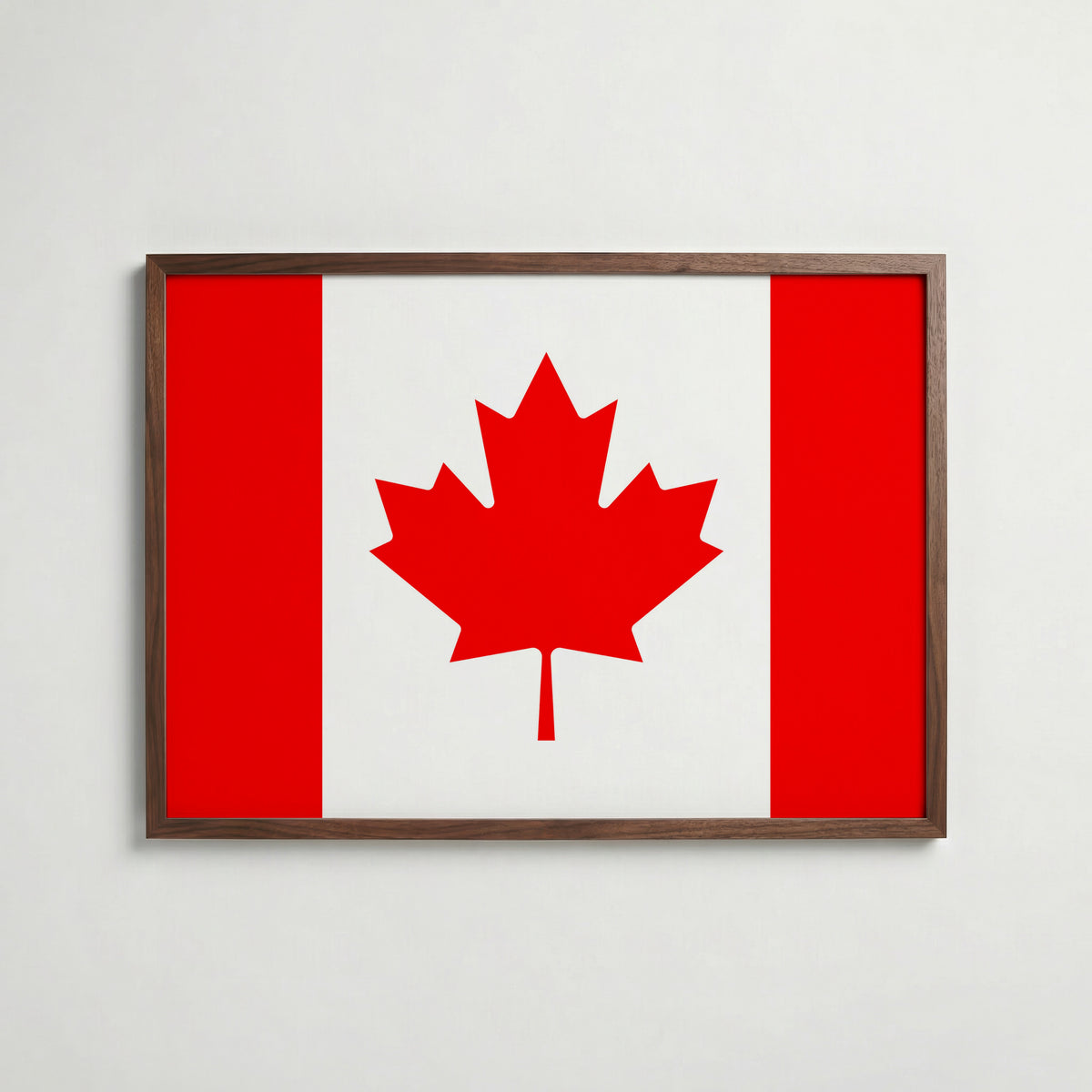 Canada National Flag Poster i valnötsram – varm konstaffisch för hemmet från Bozetto